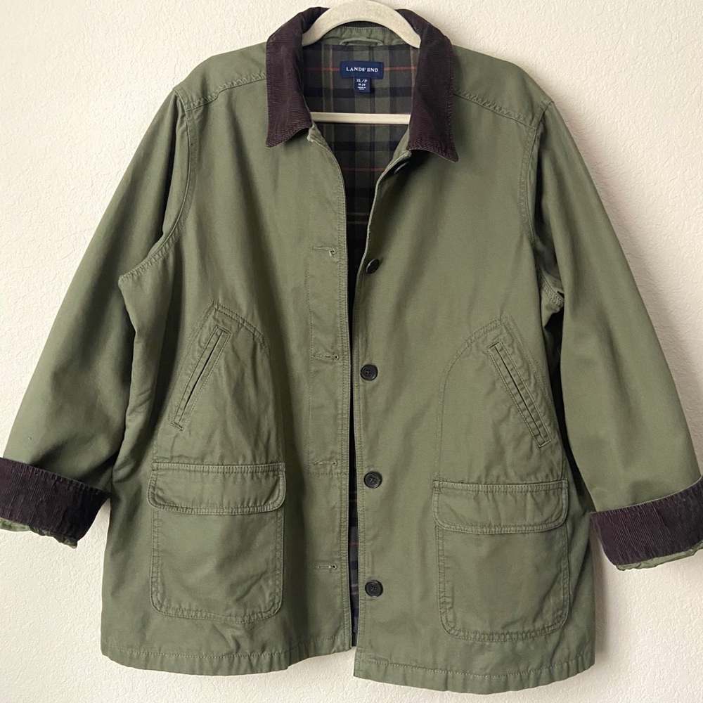 Lands' End XL Barn Coat Jacket Flannel Lined